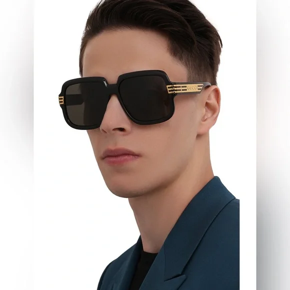 New- Authentic Gucci Sunglasses Men's GG0979S 001 Black/Grey 59-15-140mm